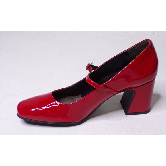 🆕PAUL GREEN Zoe Mary Jane Square Toe Pump Shoes 8 Red Patent - Picture 14 of 16